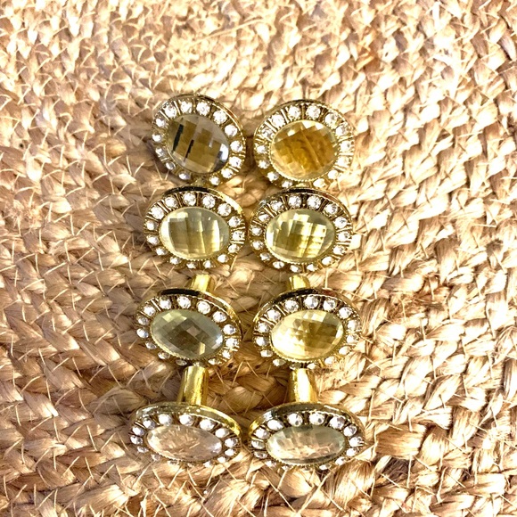 Set of 8 Elegant Gold and Diamond Glass Crystal Knobs - Picture 6 of 8